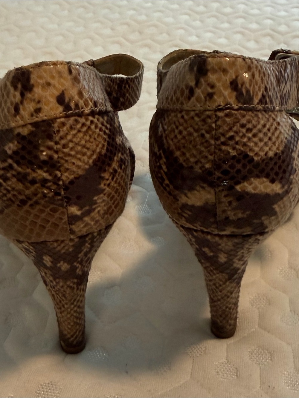Anne Klein Taupe/Brown Snake-Print Slingback Heels - Picture 3 of 6